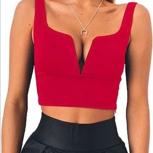 red bustier corset top